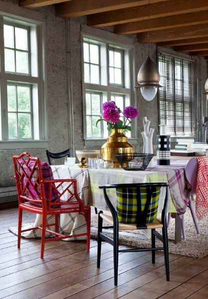 színes textilek az étkezőben