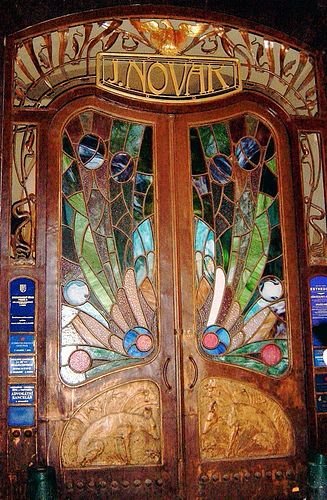 Stained Glass Door Brewery Street, Prague