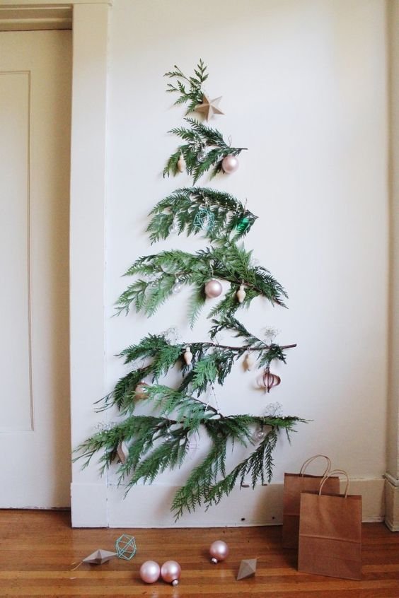 A minimal Christmas tree alternative. Great for a small space. #holiday #christmastree #smallspace: