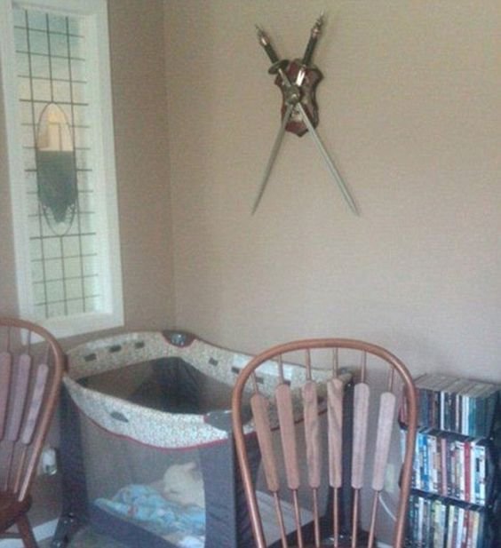 There are far more suitable spots to hang this decoration: